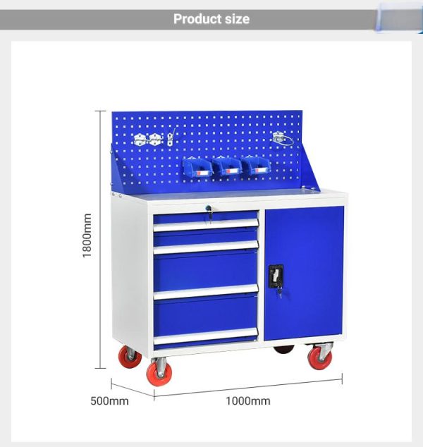 Mobile Storage Panel Tool Rack Heavy Duty Mobile Tool Cabinet with Pegboard and Drawers – Multi ...