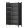 Mobile Kitchen Storage Cabinet with Glass Doors-001