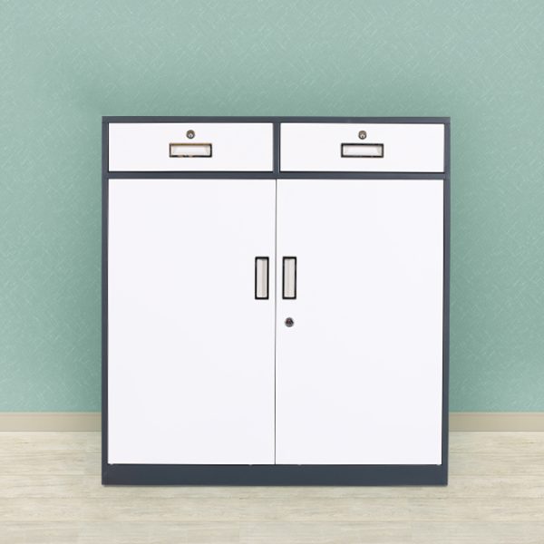 2 (2) Steel Low Cabinet with Drawers & Doors-001