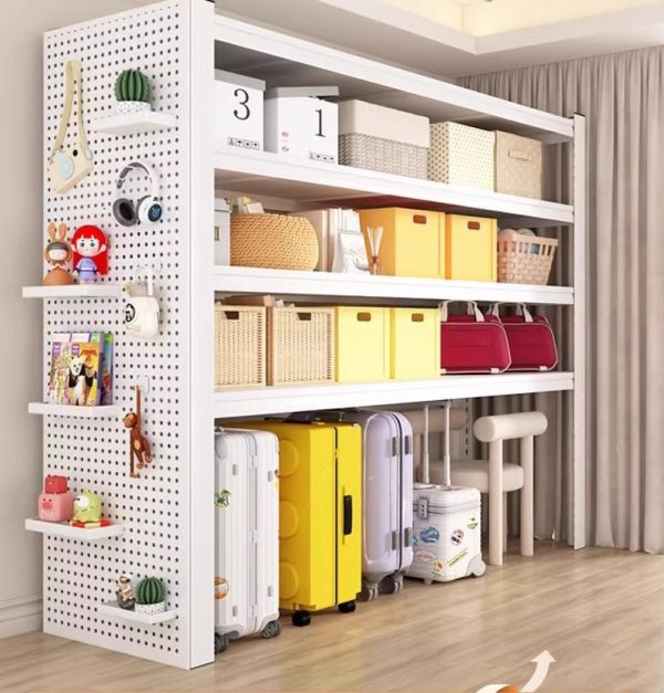 Metal Storage Shelf with Pegboard Side Panel-001