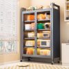 Mobile Kitchen Storage Cabinet with Glass Doors-001