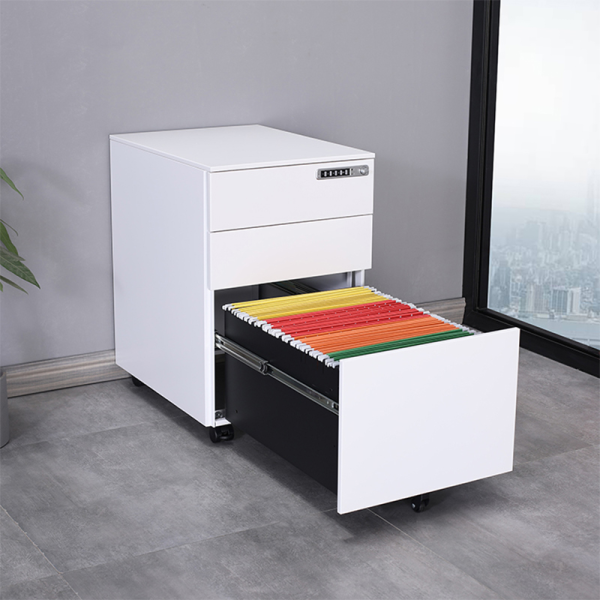 3-Drawer Mobile File Cabinet with Lock