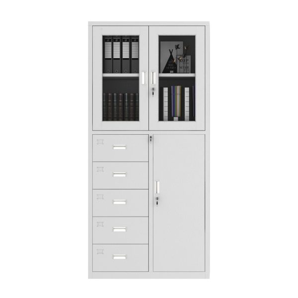 Steel Office Filing Cabinet with Glass Doors-001