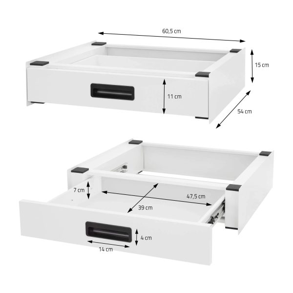 H46726e9e3ab94a2985a1d9b7caa74764B Washer and Dryer Pedestal with Drawer