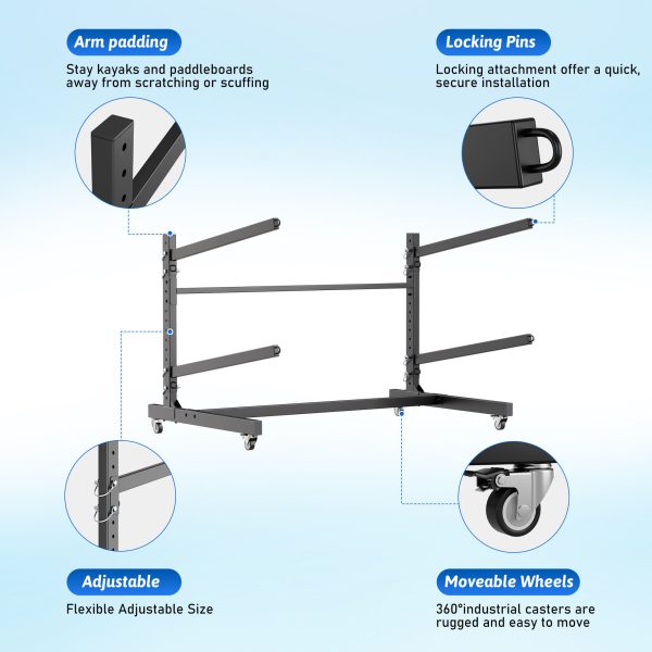2-Tier Kayak Storage Rack with Wheels