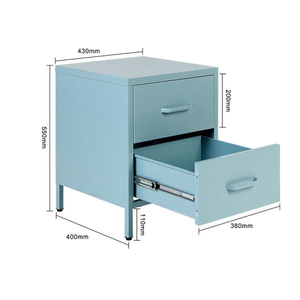 Metal Bedside Table with Drawers-001