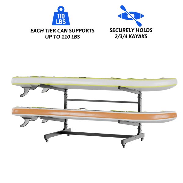 2-Tier Kayak Storage Rack with Wheels