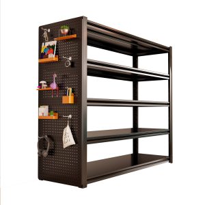 Metal Storage Shelf with Pegboard Side Panel-001