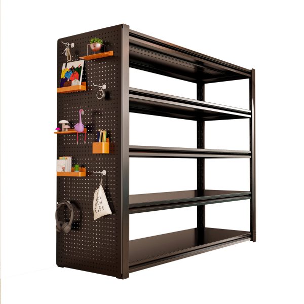 Metal Storage Shelf with Pegboard Side Panel-001