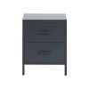 Metal Bedside Table with Drawers-001