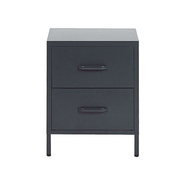 Metal Bedside Table with Drawers-001