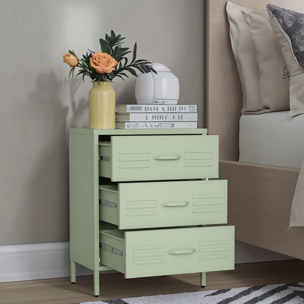 Metal Bedside Table with Drawers-001
