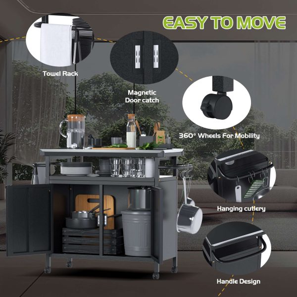 Metal Kitchen Storage Cart with Wheels