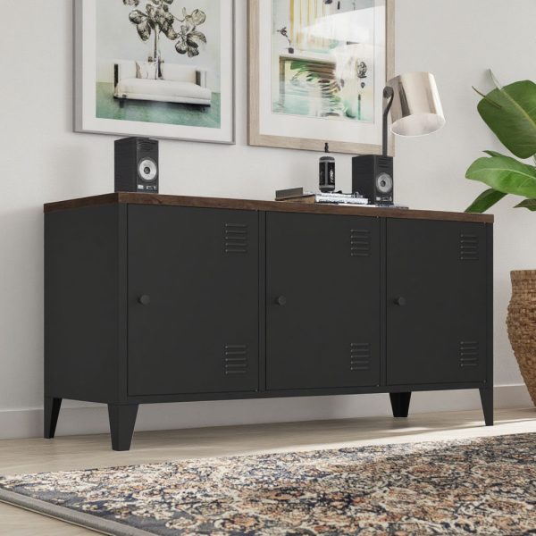 Steel TV Stand with Storage Cabinets-001