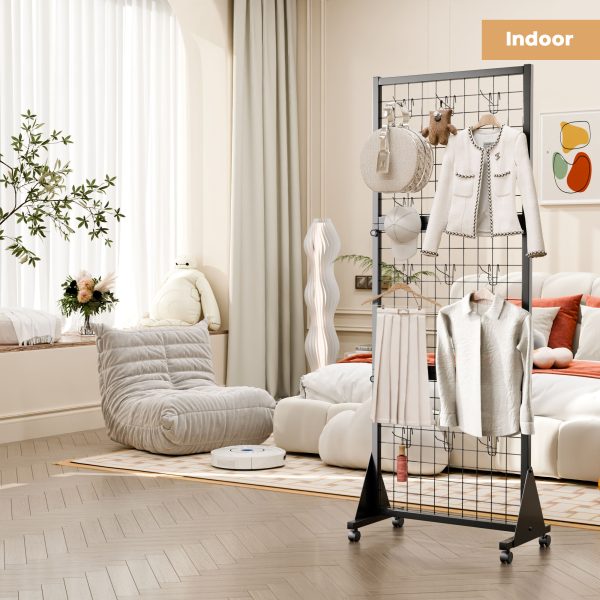Grid Wall Storage Rack with Wheels