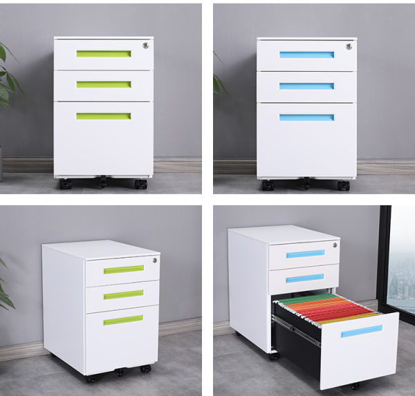 x2 3-Drawer Mobile Pedestal With Lock
