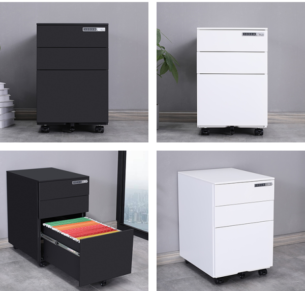 3-Drawer Mobile File Cabinet with Lock