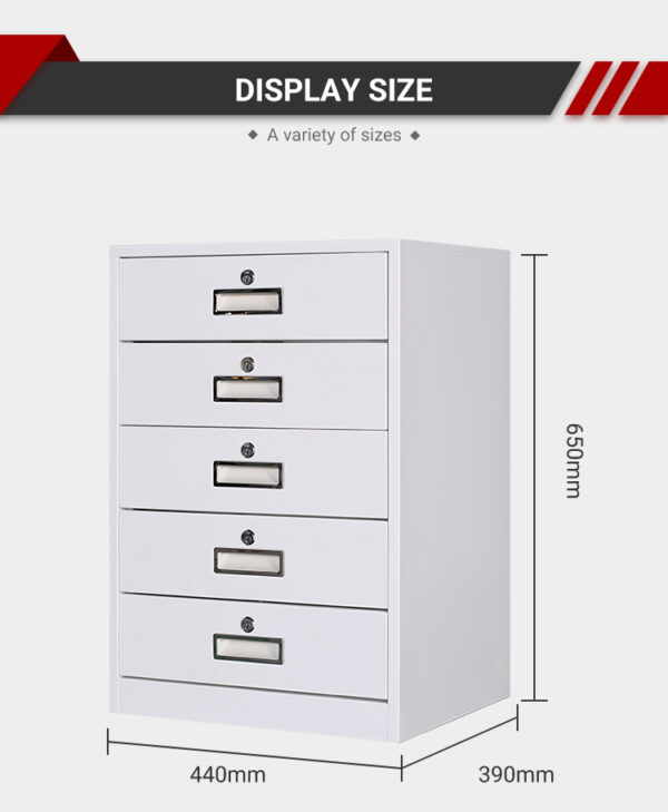 五斗白_04 Steel Low Cabinet with Drawers Office Filing Cabinet