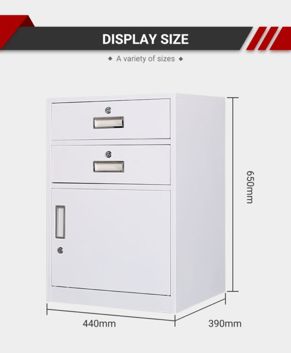 单门双斗白_04 Steel Low Cabinet with Drawers Office Filing Cabinet