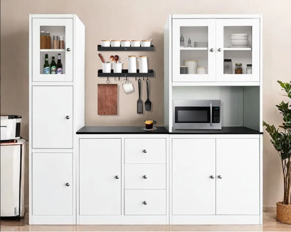 Steel Kitchen Cabinet with Glass Doors
