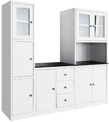 Steel Kitchen Cabinet with Glass Doors