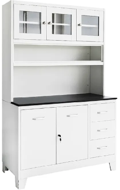 Steel Kitchen Cabinet with Glass Doors