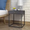 Modern Steel Nightstand with Drawer