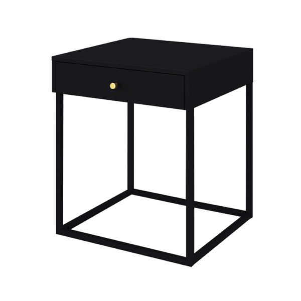 Modern Steel Nightstand with Drawer