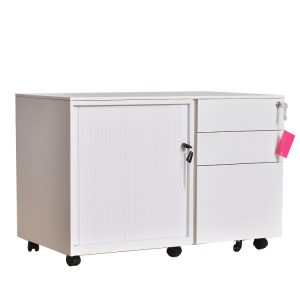 Steel Mobile Pedestal Cabinet with Sliding Door and 3 Drawers