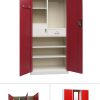3-Door Steel Wardrobe with Mirror and Drawers