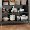 Mobile Kitchen Storage Cabinet with Glass Doors-001