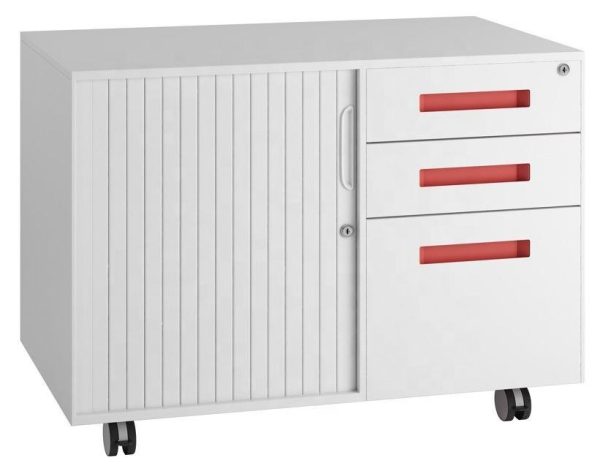 Steel Mobile Cabinet with Rolling Shutter and Drawers