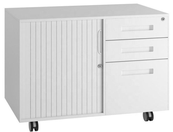 Steel Mobile Cabinet with Rolling Shutter and Drawers
