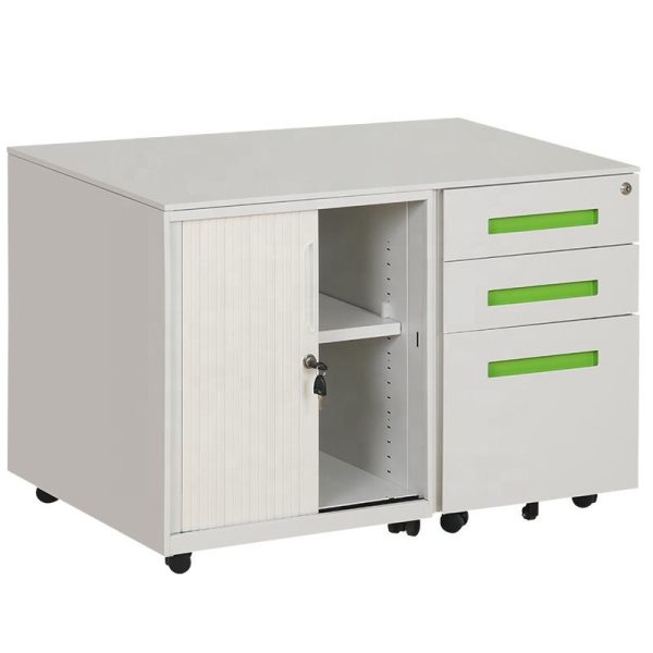 Steel Mobile Cabinet with Rolling Shutter and Drawers
