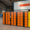 Smart Locker,9 door steel storage locker with electronic locks, offering 24-hour self-service storage and supporting payment via credit card, banknotes, and QR code.