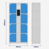 24-compartment smart electronic locker supporting 4G and Wi-Fi for remote control; customizable dimensions and colors.